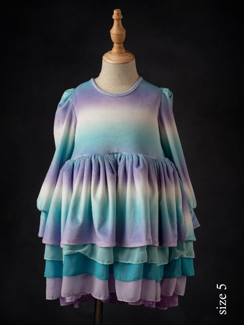 Millie Mae Velvet dress with chiffon layer accents, size 5
